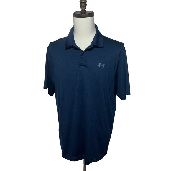 Under Armour Shirt Mens Large Blue Performance Polo Short Sleeve Golf Athletic - Picture 2 of 8